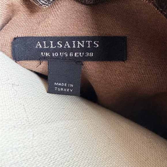 All Saints Brown Leopard Print Denim Jacket - Picture 4 of 4